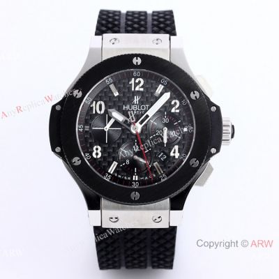 HB factory Swiss Hublot Big Bang Original 4100 Chrono Watch Steel Black Ceramic Bezel-Best Hublot Replica Watches